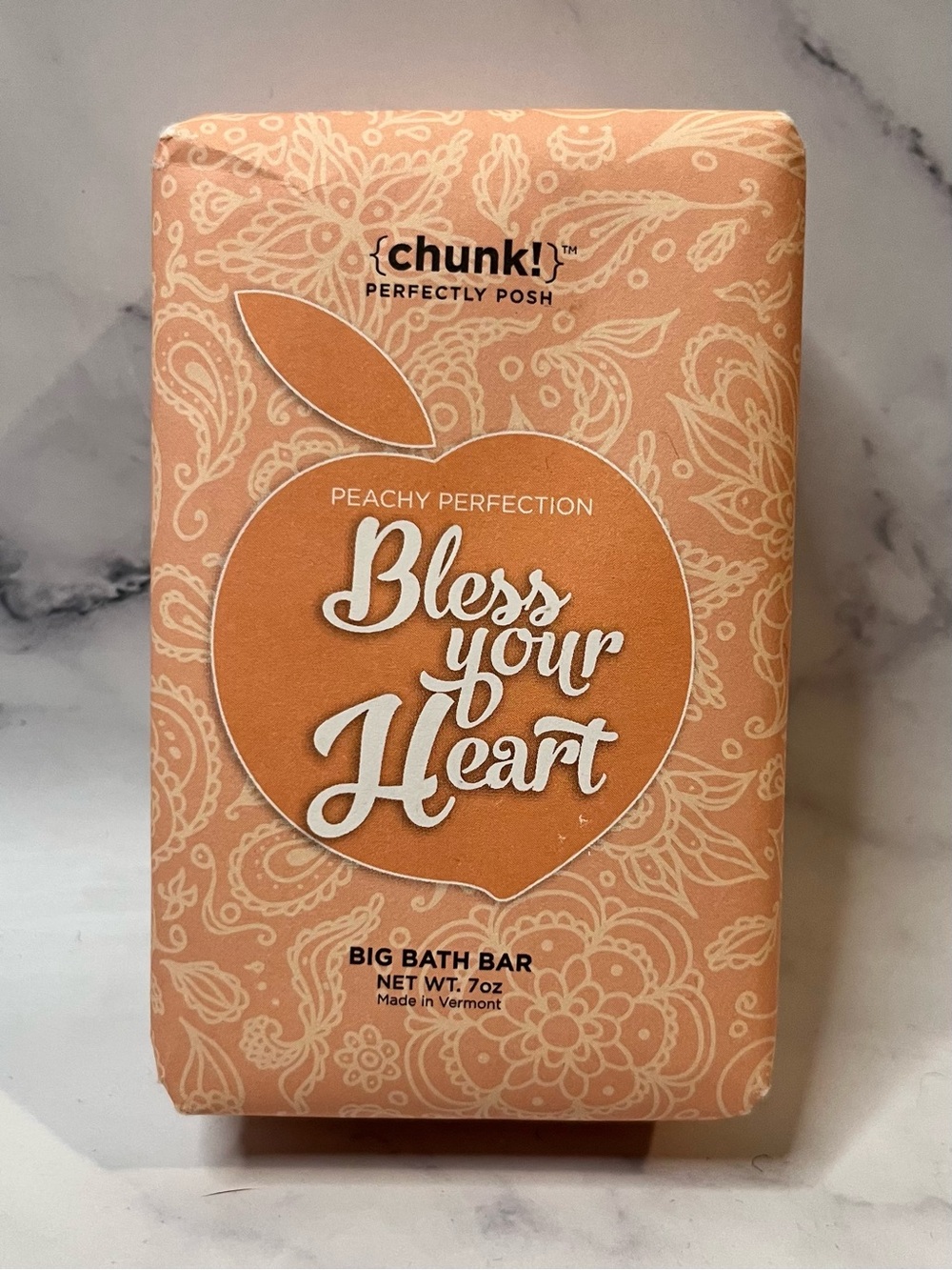 Perfectly Posh CHUNK Big Bath Bar 7 oz - RETIRED Rare HTF Peachy Perfection
